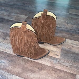 Smoky Mountains leather upper fringed western cowgirl boots size 4